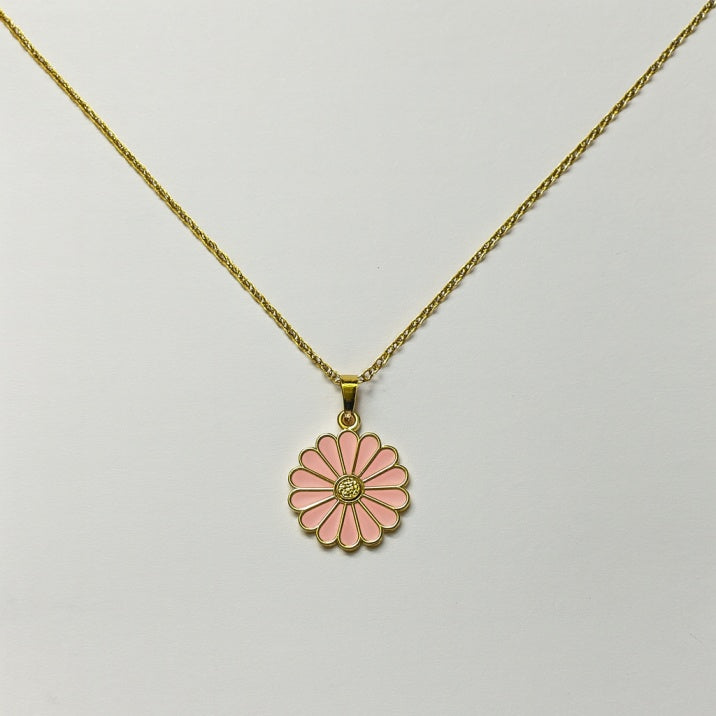 Blossom Pink Daisy Pendant Necklace