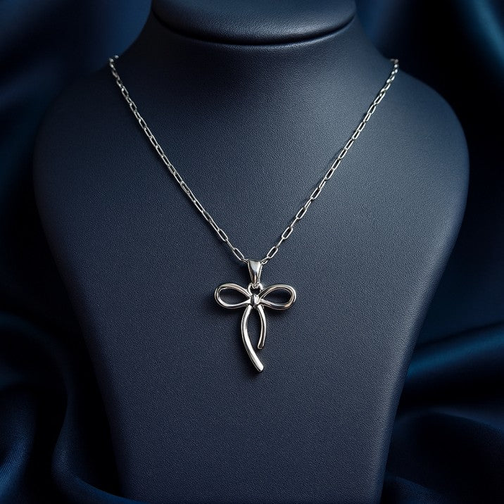 Silver Ribbon Bow Pendant