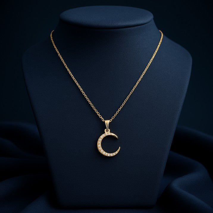 Stoned Crescent Pendant
