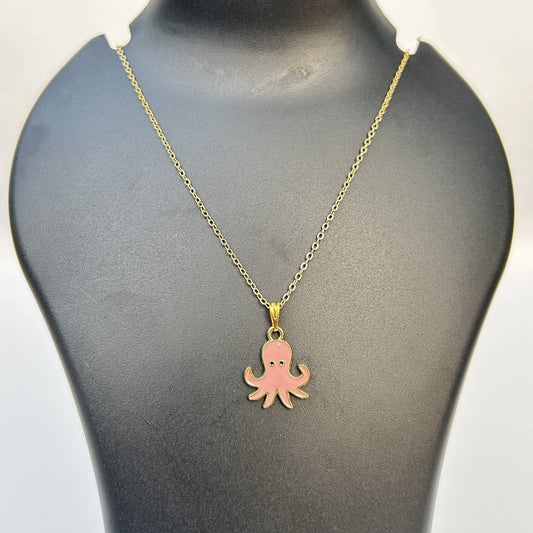 Pink Octopus Pendant Necklace