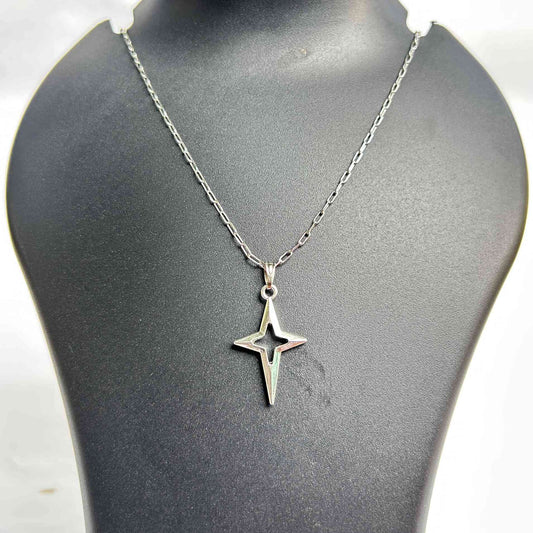Silver Star Cut Pendant Necklace