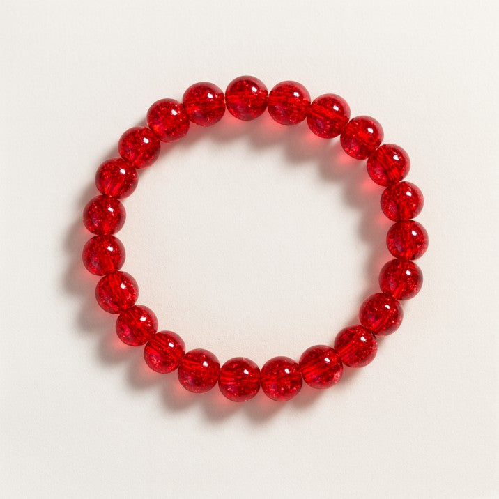 Red Crackle Beaded Bracelet – Bold Handmade Elegance