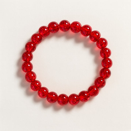 Red Crackle Beaded Bracelet – Bold Handmade Elegance