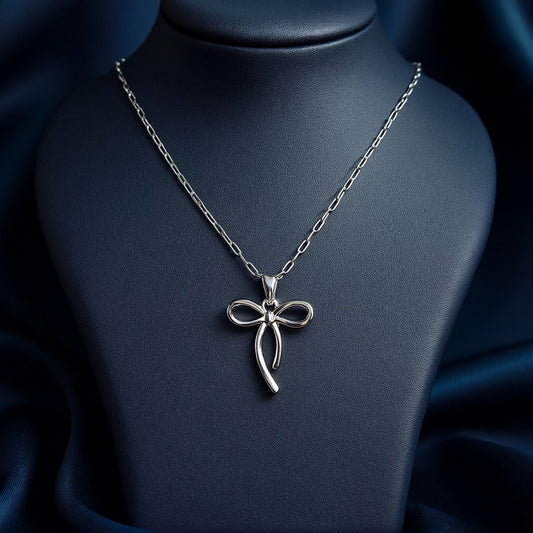 Silver Ribbon Bow Pendant