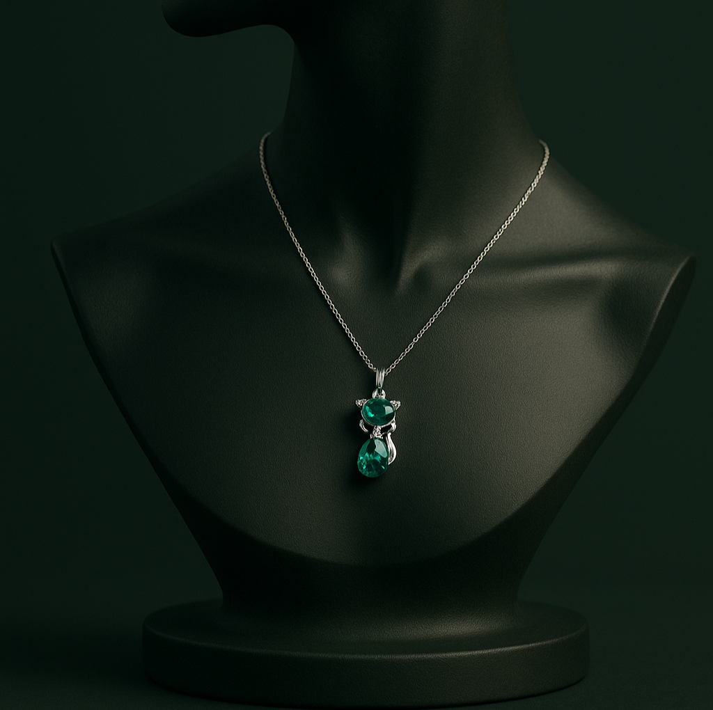 Emerald Green Cat Pendant