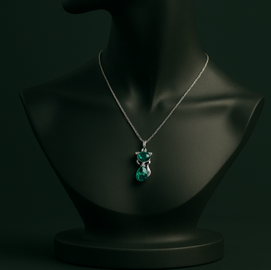 Emerald Green Cat Pendant