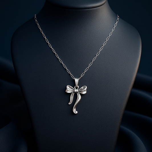 Silver Ribbon Bow Pendant