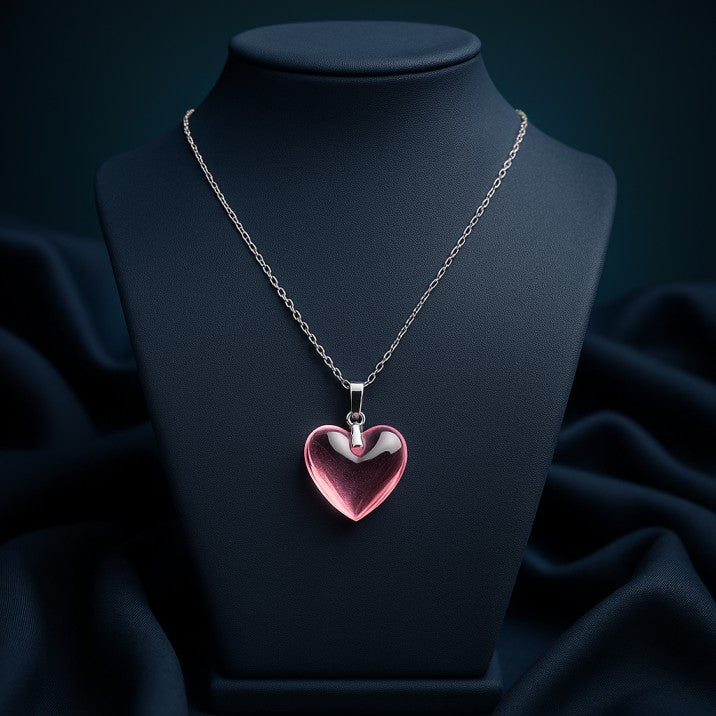 Pink Glass Heart Pendant