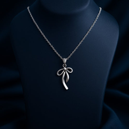 Pink Heart Bow Pendant