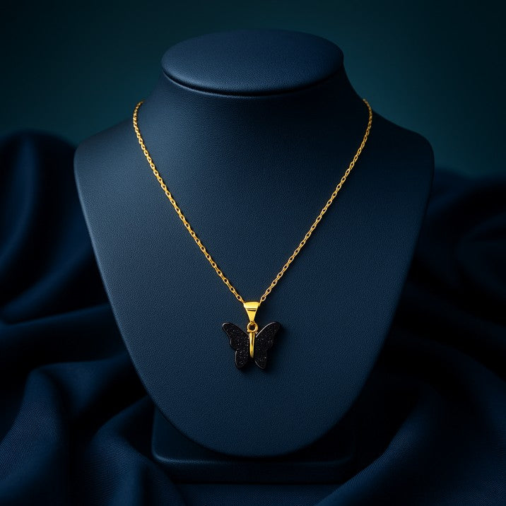 Elegant Black Butterfly Pendant