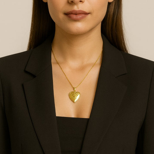Vintage Gold Heart Locket Pendant Necklace