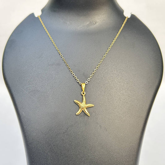 Golden Starfish Pendant Necklace