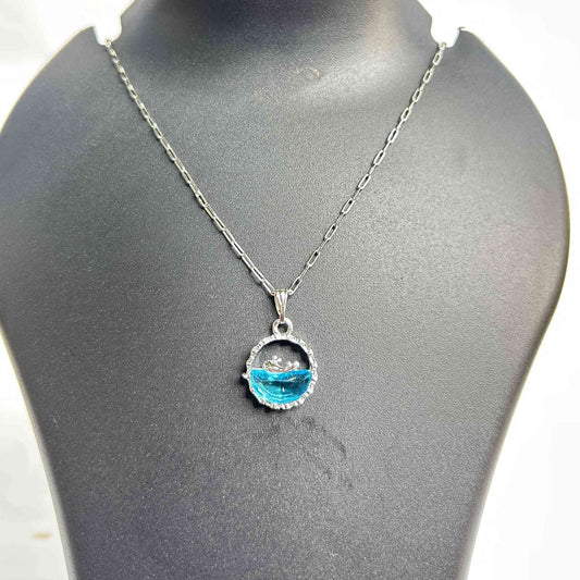 Blue Ocean Wave Pendant Necklace