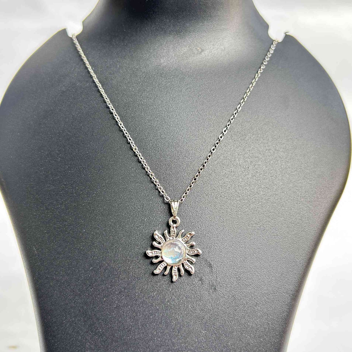Luminous Sunburst Moonstone Pendant Necklace