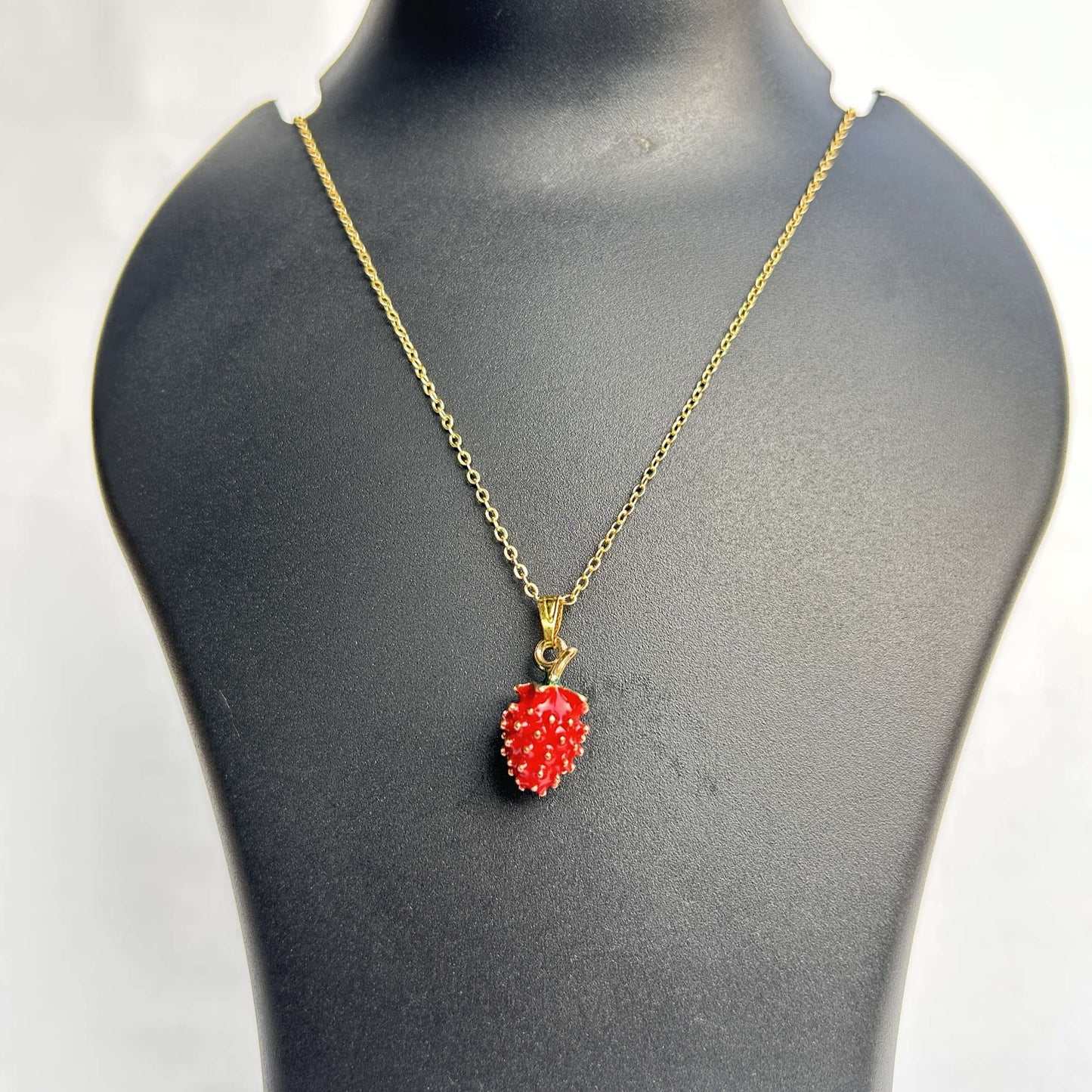 Golden Strawberry Pendant Necklace